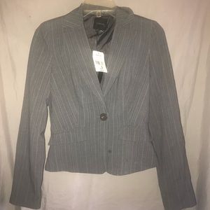 My Michelle Gray Pinstriped Blazer Jacket